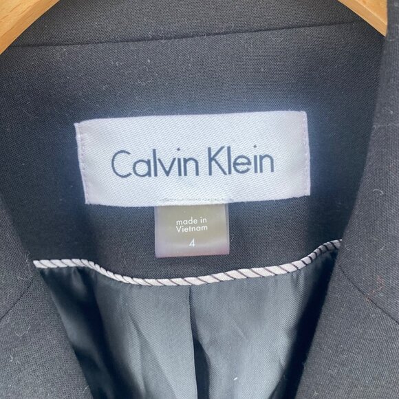 Calvin Klein Blazer Womens 4 Black Peak Lapel Button Up Pockets Office Career - Picture 5 of 9